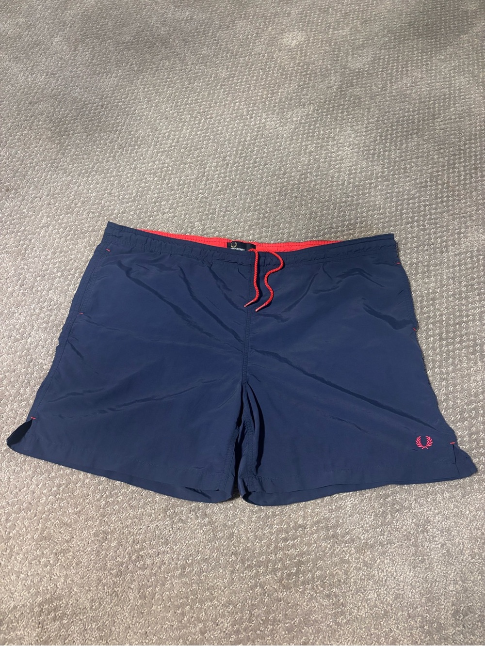 Fred Perry Navy Swim Shorts with Red Trim